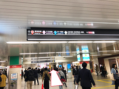 地下鉄・近鉄・阪神線方面の看板